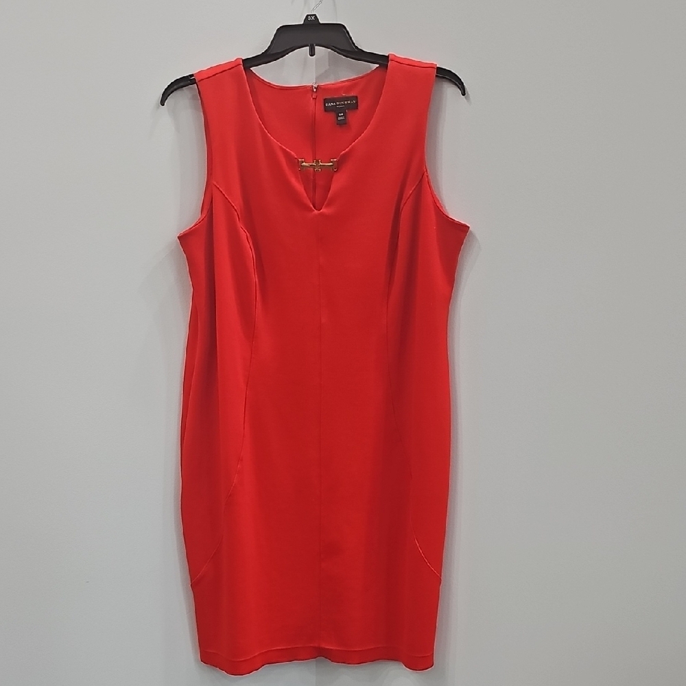 Red/Orange Sleeveless Dress - Dana Buchman 16W
